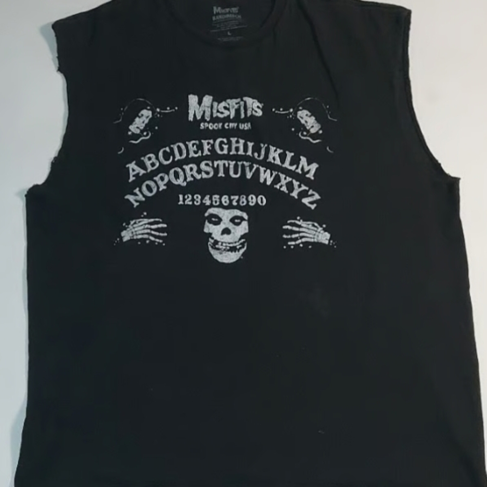 Misfits Black Graphic Muscle Tee - Ouija Skull Print